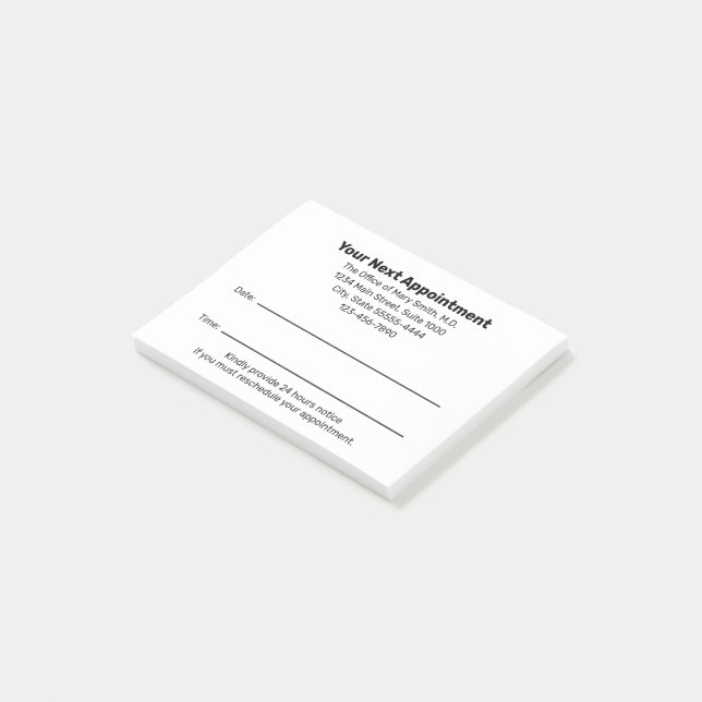 Notas Post-it® Doctor's Office Your Next Appointment Reminder (En perspectiva)