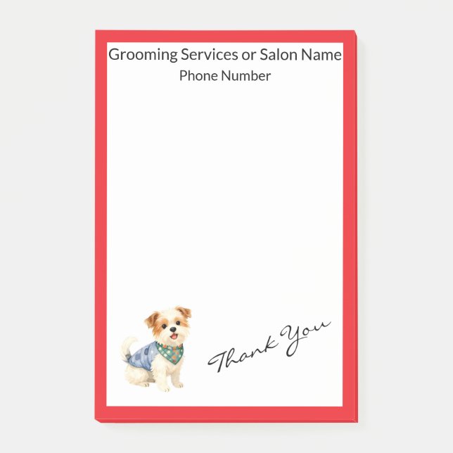 Notas Post-it® Dog Grooming Personalized Gold Elegant Collection (Anverso)