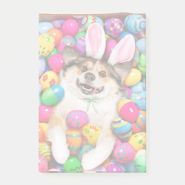 Notas Post-it® Dog Laying on Easter Eggs (Anverso)
