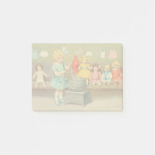 Notas Post-it® Dolly Laundry Chica Vintage Jugando Muñecas Cute