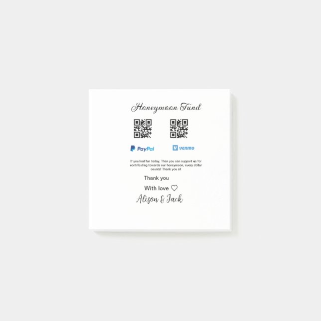 Notas Post-it® Donación de fondo de luna de miel venomo paypal Q  (Anverso)