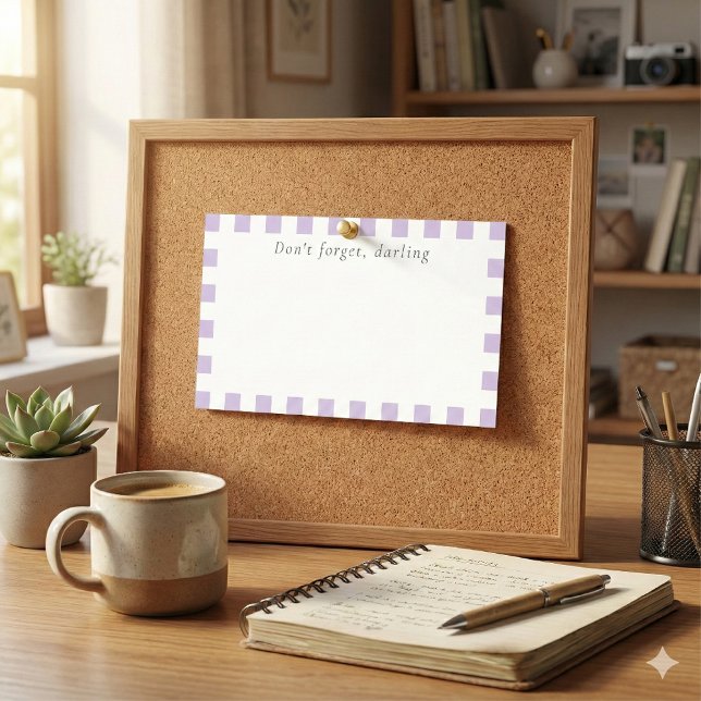 Notas Post-it® Don't Forget Darling | Cute Lavender Check (Subido por el creador)