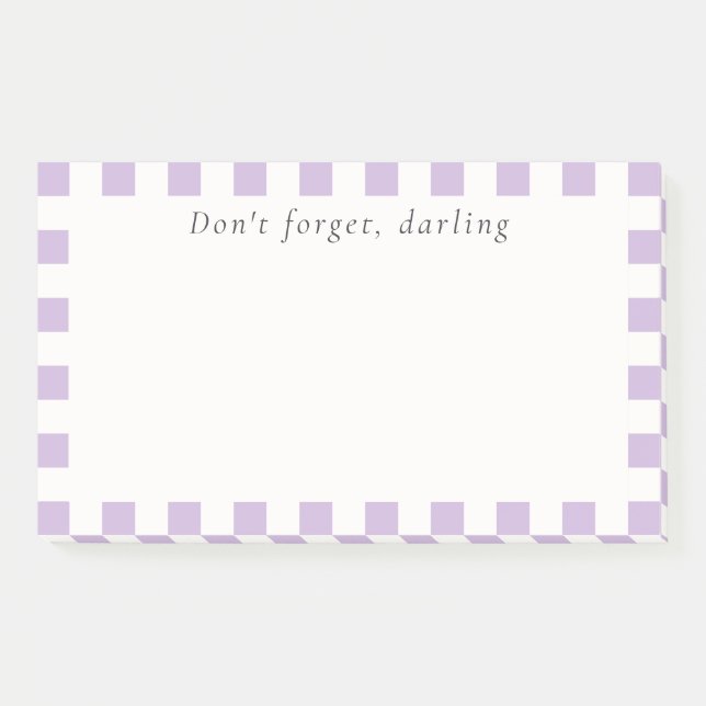 Notas Post-it® Don't Forget Darling | Cute Lavender Check (Anverso)
