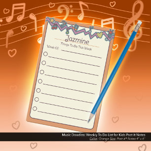Notas Post-it® Doodle de Música: Lista Semanal de Tareas para Niñ