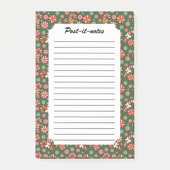 Notas Post-it® Dorado Winter Sweet Snowfall Candy Cane (Anverso)