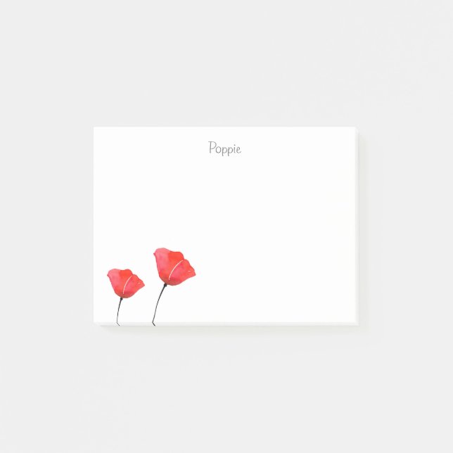 Notas Post-it® Dos acuarelas rojas Poppies Post-it Notes (Anverso)