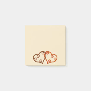 Notas Post-it® Dos corazones entrelazados