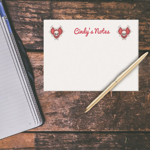 Notas Post-it® Dos corazones rojos fantasmagóricos con huesos y c
