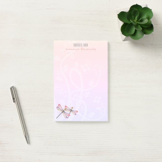 Notas Post-it® Dos Dragonflies sobre pasteles personalizados (Oficina)
