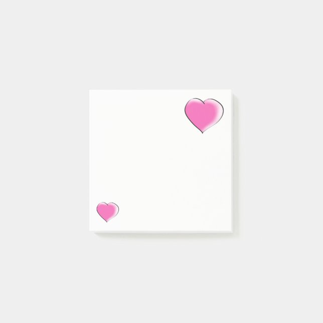 Notas Post-it® Dos grandes corazones rosas (Anverso)