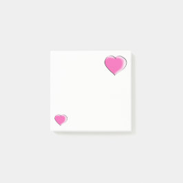 Notas Post-it® Dos grandes corazones rosas