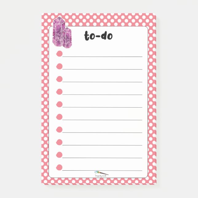 Notas Post-it® Dot rojo polka diamantes de vino tinto (Anverso)