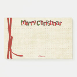 Notas Post-it® Dotado | Feliz Navidad Tartán tipografía del patró