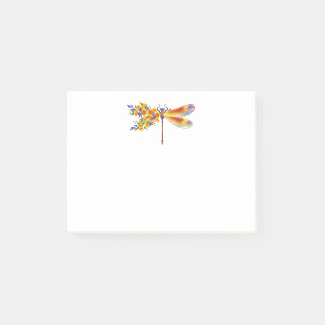 Notas Post-it® Dragón de flores amarillas (Anverso)
