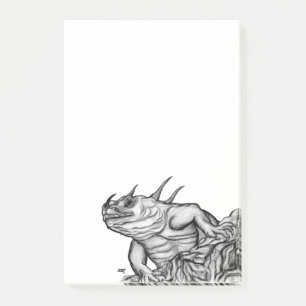 Notas Post-it® Dragón en la roca , diseño en blanco y negro