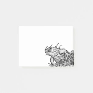 Notas Post-it® Dragón en la roca , diseño en blanco y negro