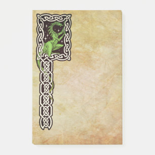 Notas Post-it® Dragón verde con borde celta