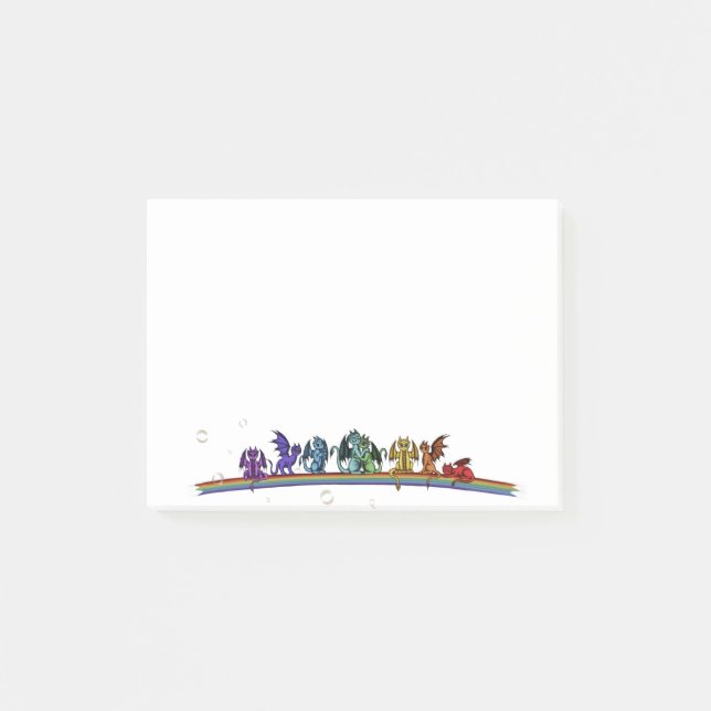 Notas Post-it® Dragones del arco iris (Anverso)