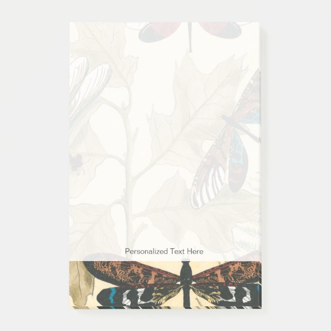 Notas Post-it® Dragonflies coloridas flotando sobre hojas (Anverso)