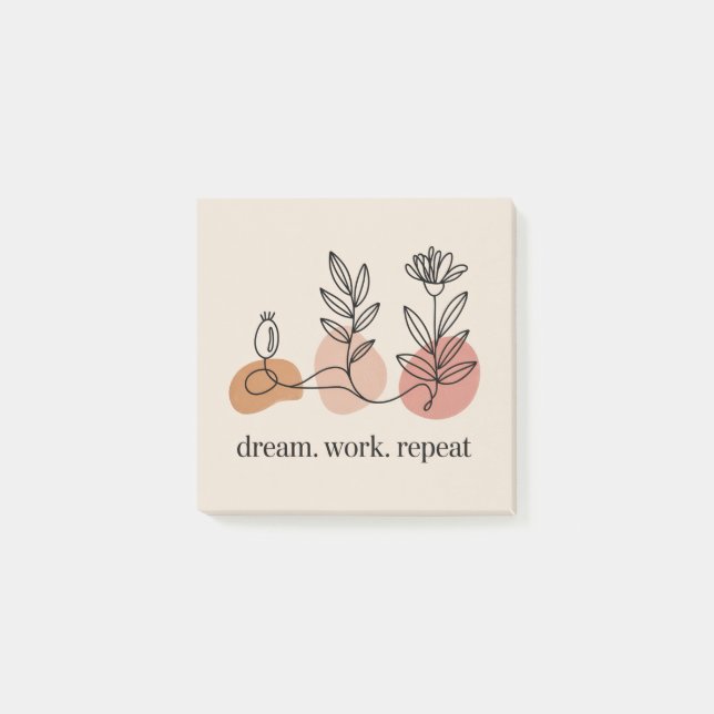 Notas Post-it® Dream. Work. Repeat (Anverso)