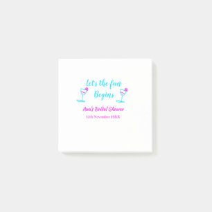 Notas Post-it® Ducha de novia de vidrio de parra rosa azul vamos 