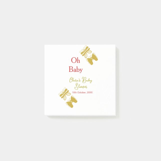 Notas Post-it® Ducha roja de bebé de mariposa dorada oh bebé mode (Anverso)