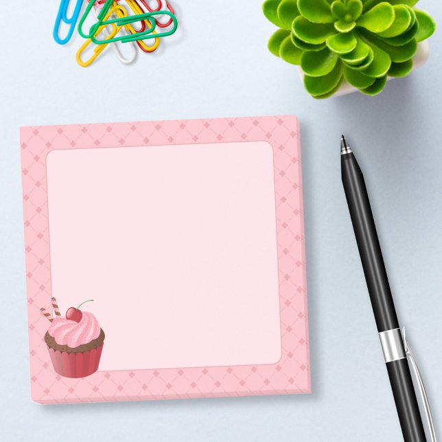 Notas Post-it® Dulce delicioso pastel de cerezo en rosa (Subido por el creador)