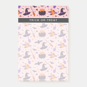 Notas Post-it® Dulce Patrón de Halloween Morado y Rosa