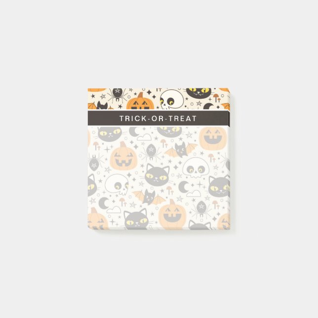 Notas Post-it® Dulce Patrón Retro de Halloween (Anverso)