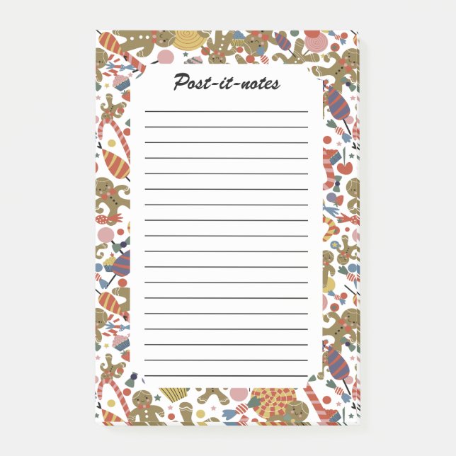 Notas Post-it® Dulces Navidades Gingerbread Man Candy Cane Deligh (Anverso)