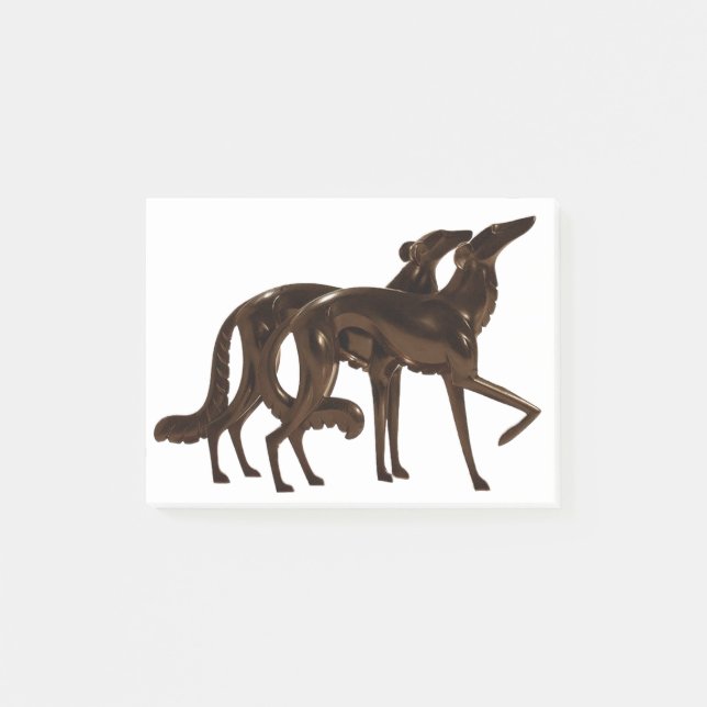 Notas Post-it® Dúo de Borzoi Art Déco Bronce (Anverso)