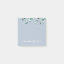 Notas Post-it® Dusty Blue Eucalyptus Greenery Boda