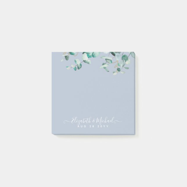 Notas Post-it® Dusty Blue Eucalyptus Greenery BODA Planning (Anverso)