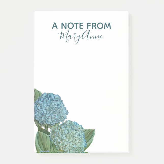 Notas Post-it® Dusty Blue Hydrangea Bouquet (Anverso)