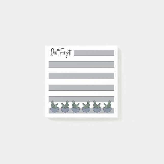 Notas Post-it® Dusty Blue | Lined | Potted Cacti -  (Anverso)