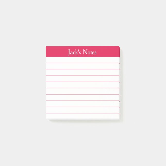 Notas Post-it® Easy Read Cherry Red Lined Personalized (Anverso)
