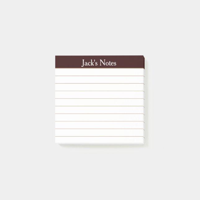Notas Post-it® Easy Read Chocolate Brown Lined Personalized (Anverso)