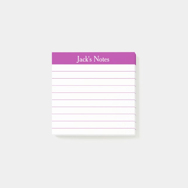 Notas Post-it® Easy Read Classic Dark Pink Lined Personalized (Anverso)