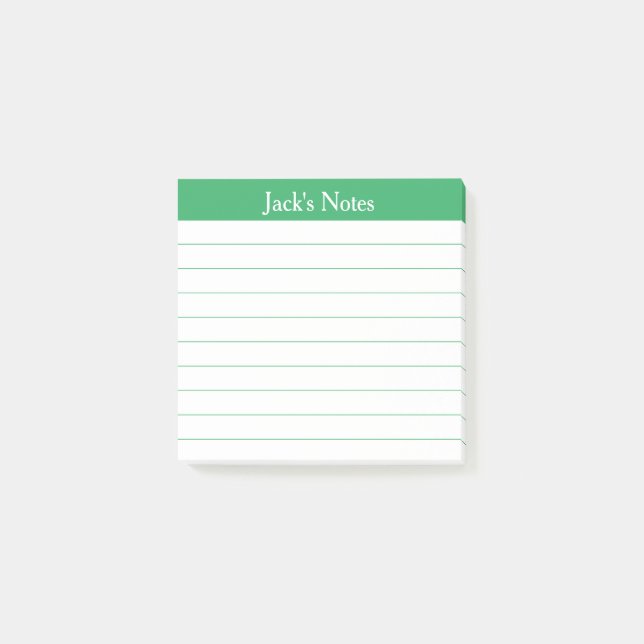 Notas Post-it® Easy Read Classic Green Lined Personalized (Anverso)