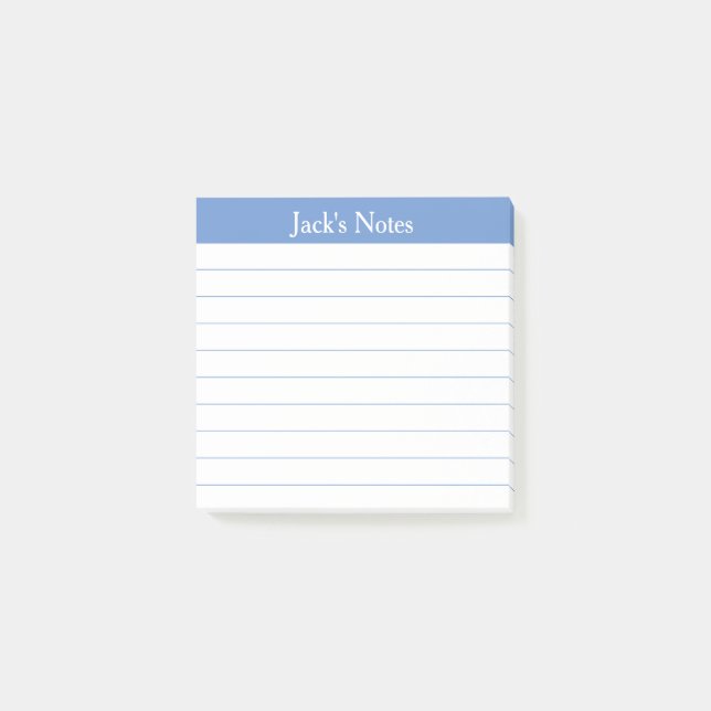 Notas Post-it® Easy Read Classic Light Blue Lined Personalized (Anverso)