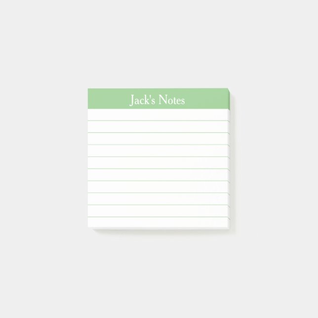 Notas Post-it® Easy Read Classic Sage Green Lined Personalized (Anverso)