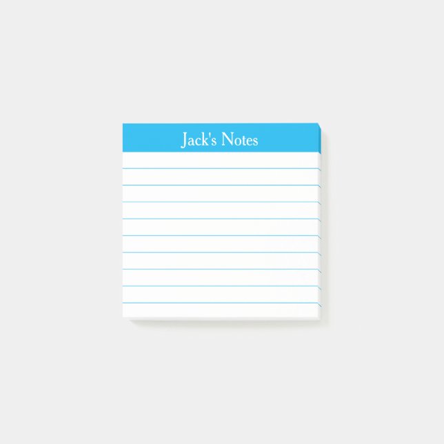 Notas Post-it® Easy Read Classic Sky Blue Lined Personalized (Anverso)