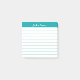 Notas Post-it® Easy Read Classic Teal Lined Personalized