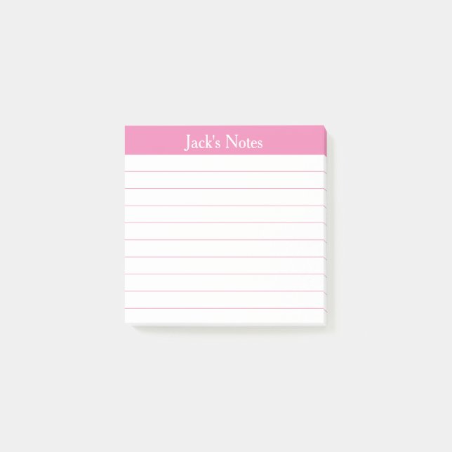 Notas Post-it® Easy Read Pink Lined Personalized (Anverso)