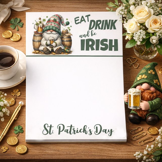 Notas Post-it® Eat Drink and Be Irish Gnome Notes (Subido por el creador)