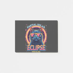 Notas Post-it® Eclipse solar parcial de gatito de 2025
