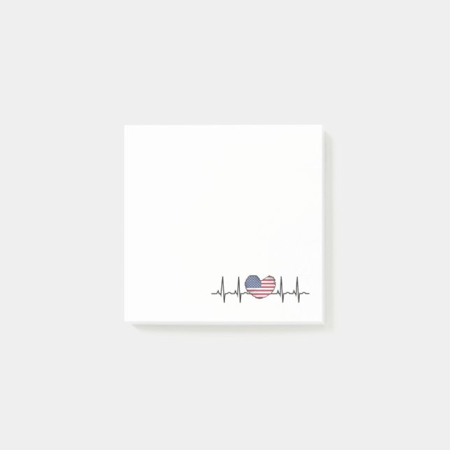 Notas Post-it® EEUU Flag Hearbeat ECG Electrocardiografía (Anverso)