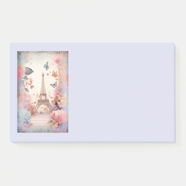 Notas Post-it® Eiffel Tower Butterflies and Flowers (Anverso)
