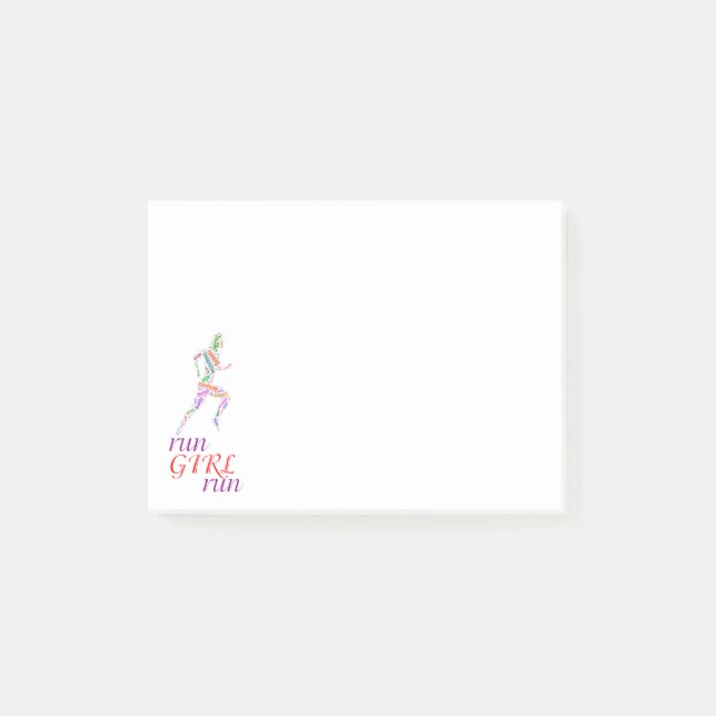 Notas Post-it® Ejecutar chica, ejecutar (Anverso)