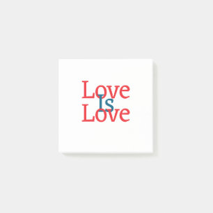 Notas Post-it® El amor es amor orgullo azul rojo Junio LGBTQ simp
